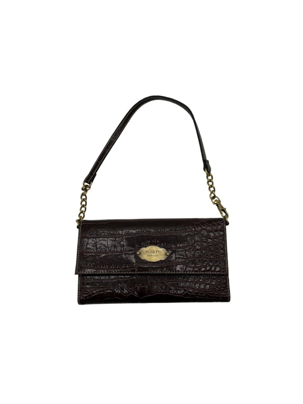 Rosetti Brown Croc-Embossed Faux Leather Clutch/Wallet